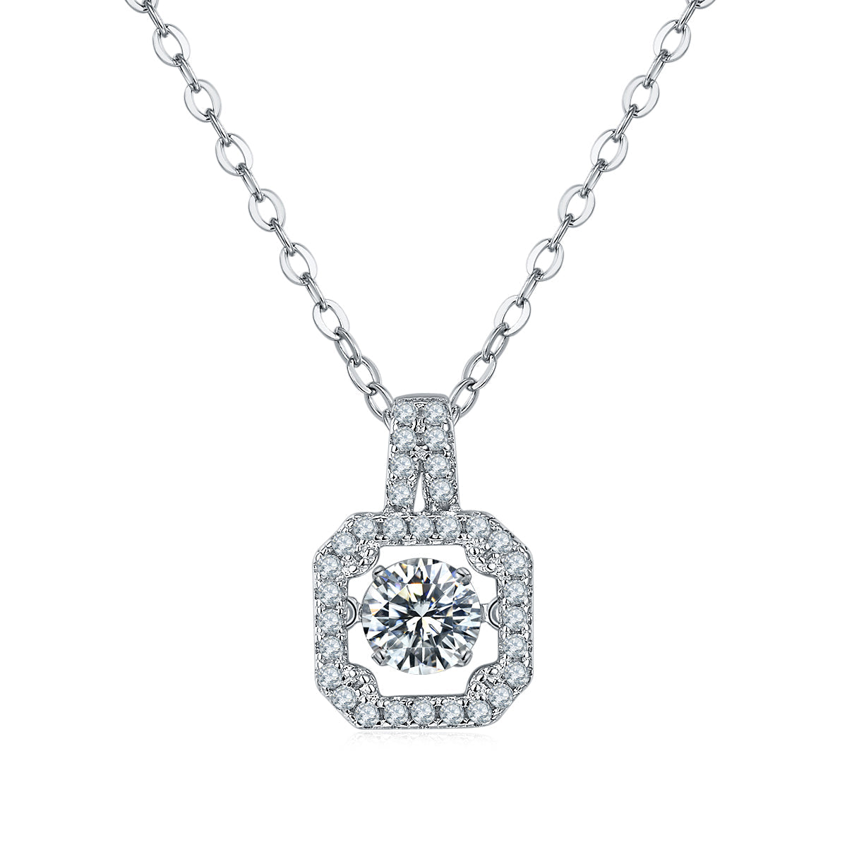 Spin Moissanite Necklace in Sterling Silver by Dizzying Diamonds