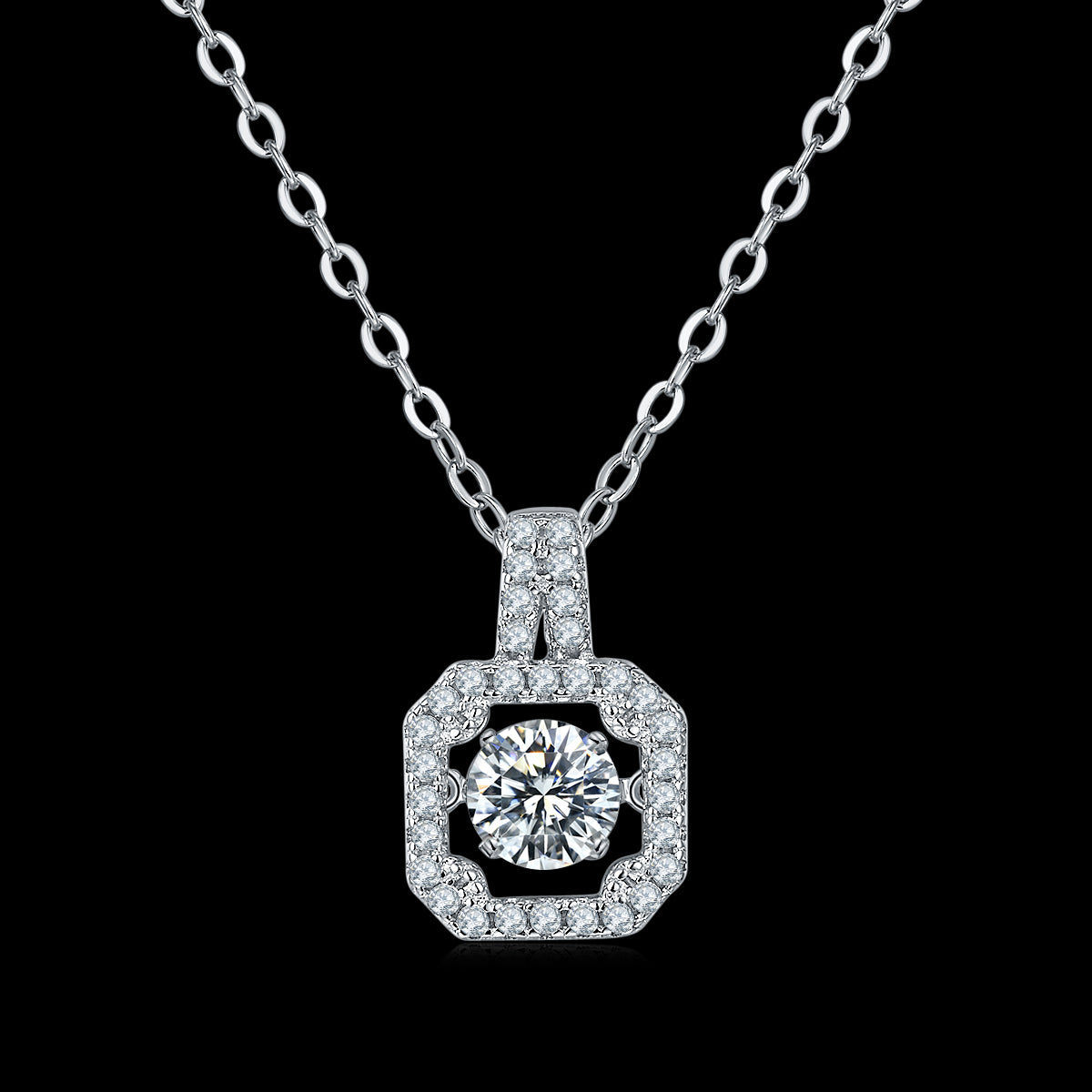 Spin Moissanite Necklace in Sterling Silver by Dizzying Diamonds