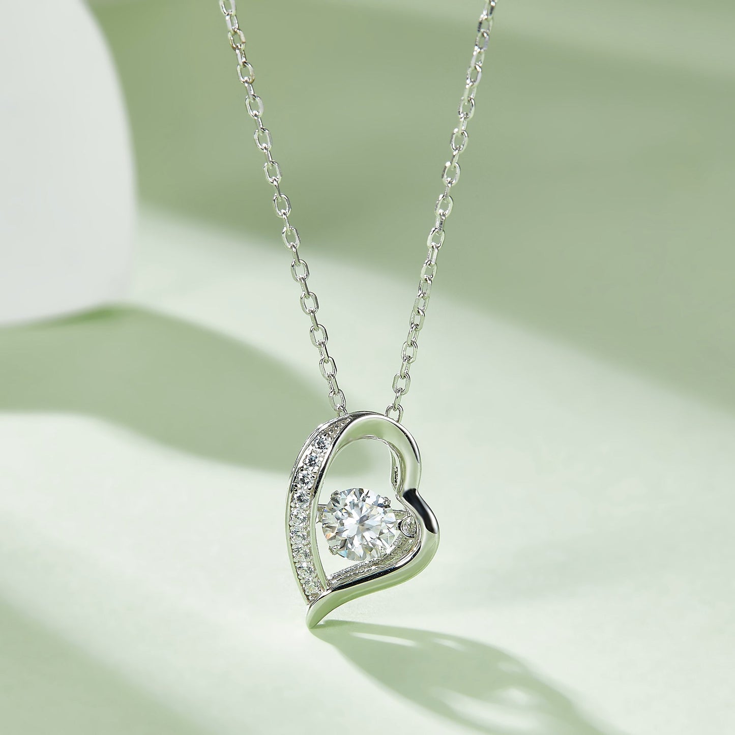 Rotating Moissanite Pendant Necklace with Twirl and Sparkle