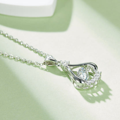 Spin Moissanite Pendant on Silver Chain:  Elegance