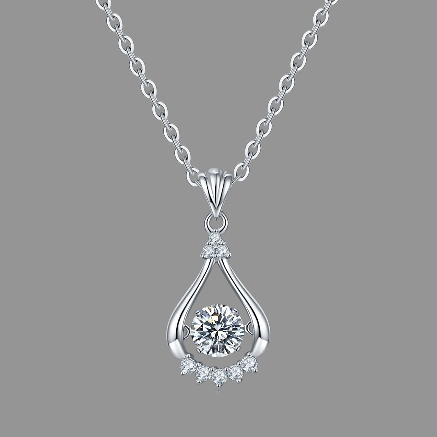 Spin Moissanite Pendant on Silver Chain:  Elegance