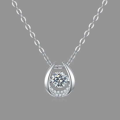 Whirling Radiance: Moissanite Necklace with Round Cut