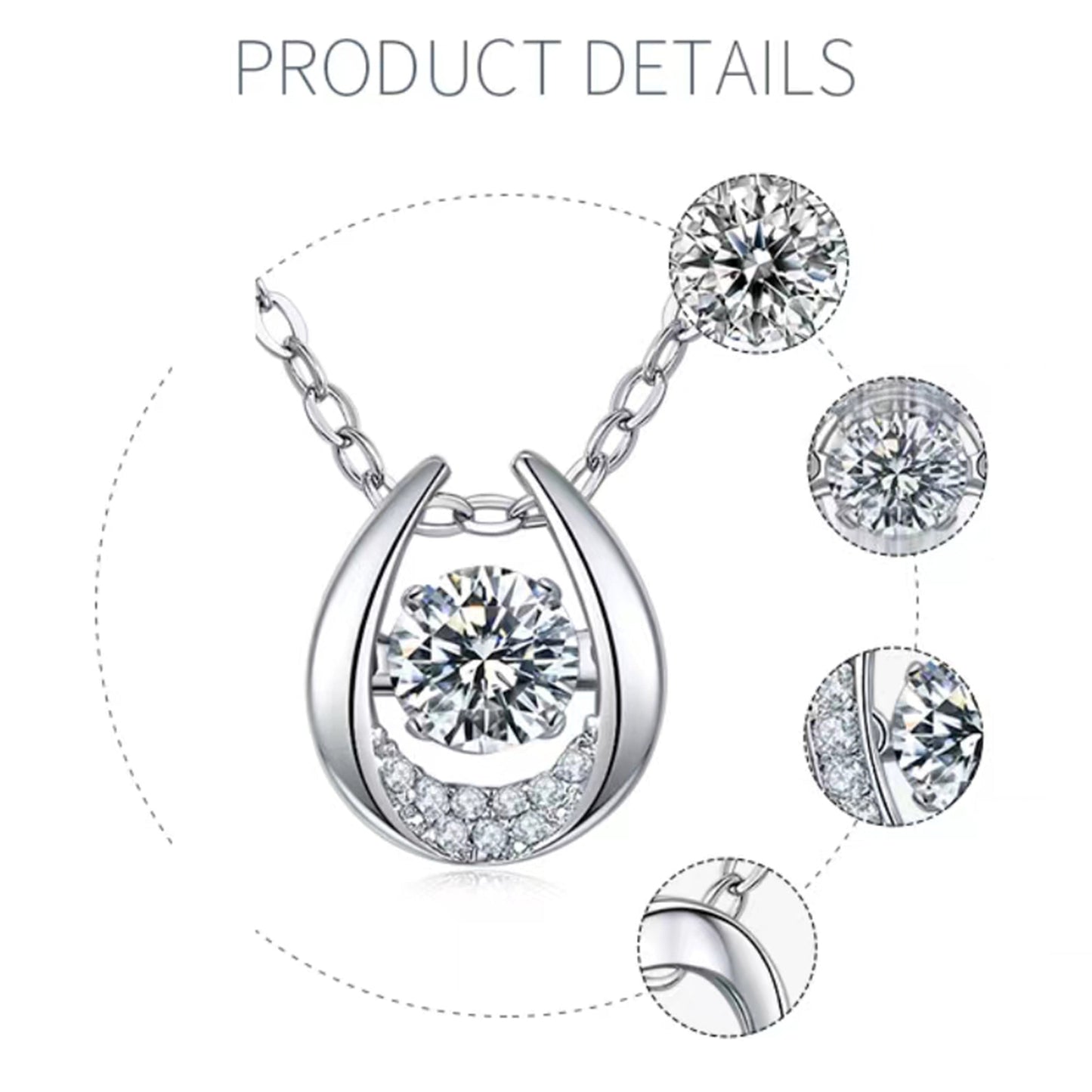 Whirling Radiance: Moissanite Necklace with Round Cut