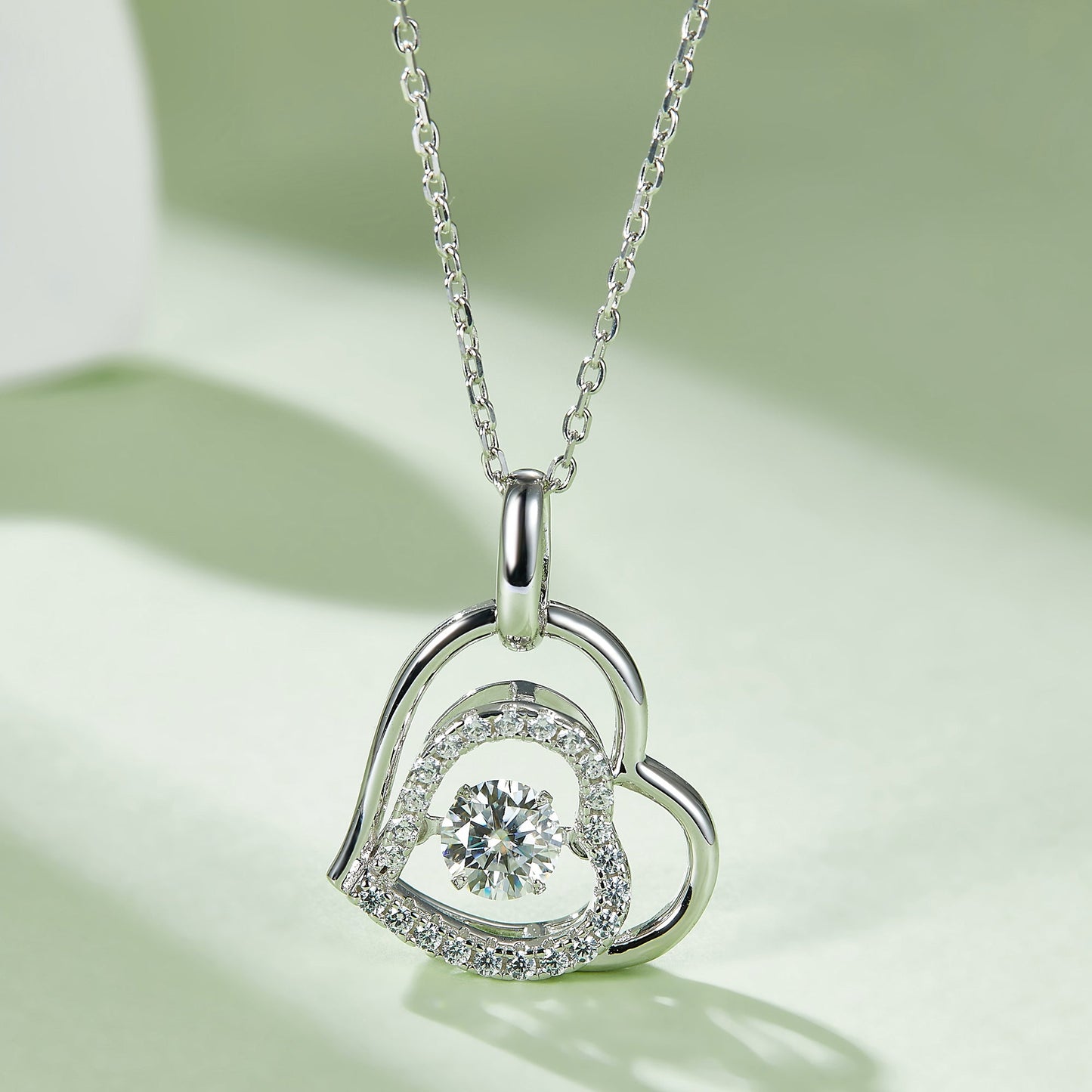 Spin Moissanite Necklace in Sterling Silver: Turn to Shine