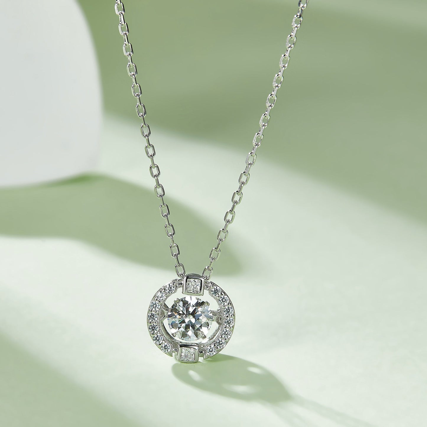 Necklace made of spin moissanite, "Whirlwind of Radiance