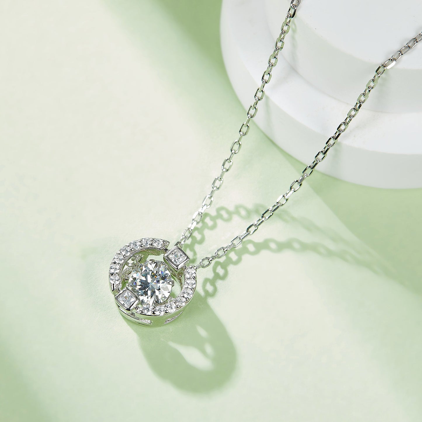 Necklace made of spin moissanite, "Whirlwind of Radiance