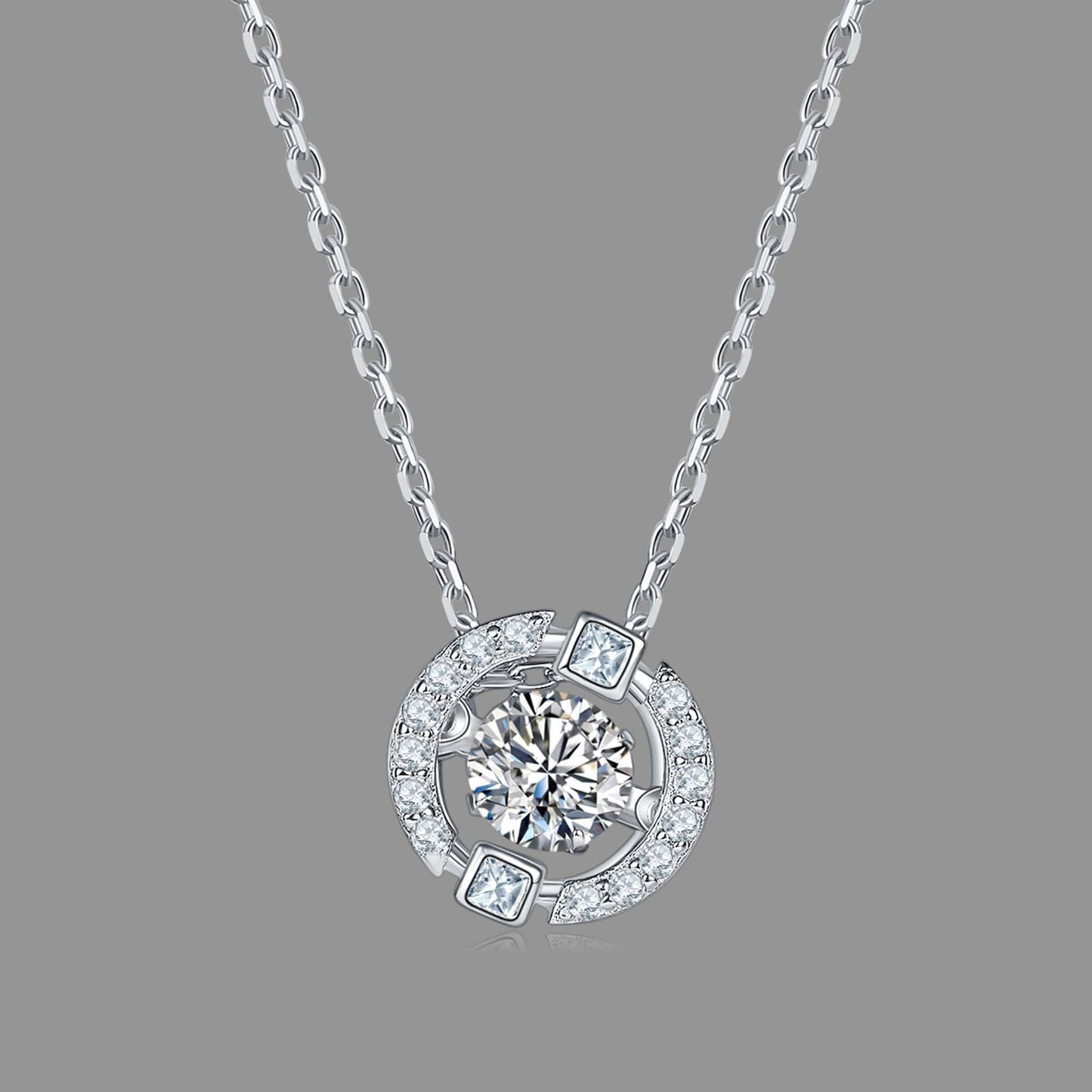 Necklace made of spin moissanite, "Whirlwind of Radiance