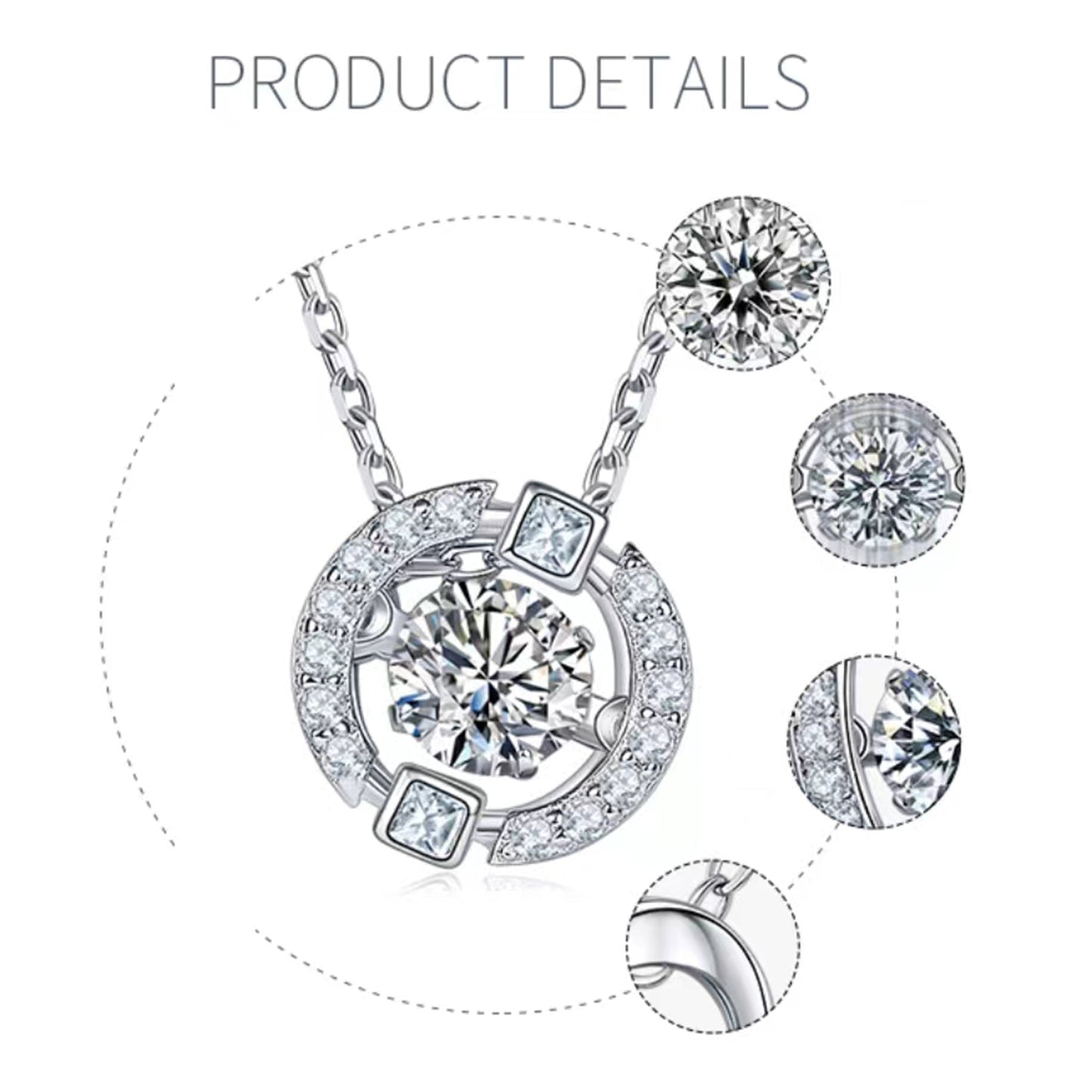 Necklace made of spin moissanite, "Whirlwind of Radiance