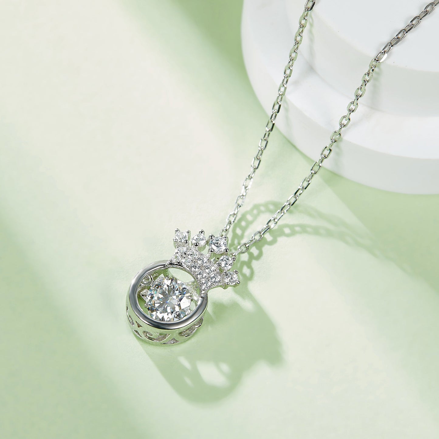 Rotating Moissanite Solitaire Pendant with Revolving Elegance