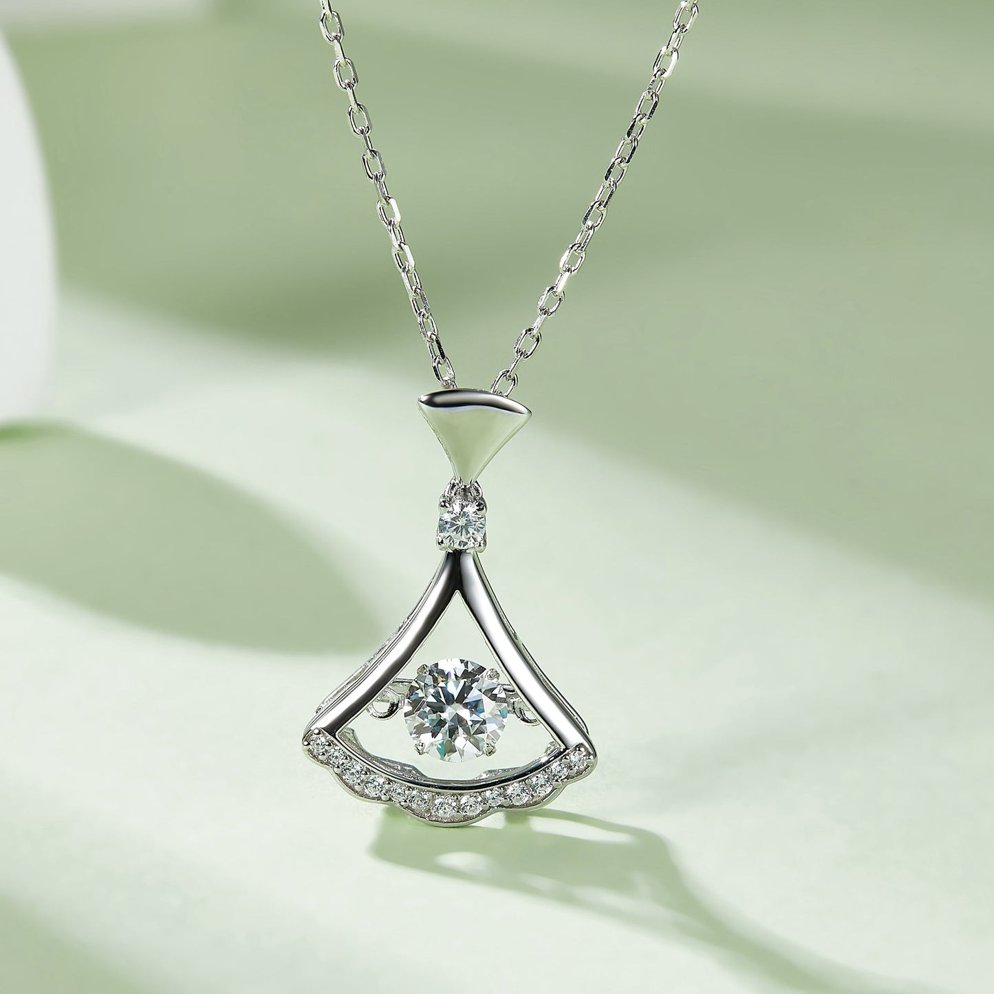 Necklace with Moissanite Spin to Mesmerize in Motion