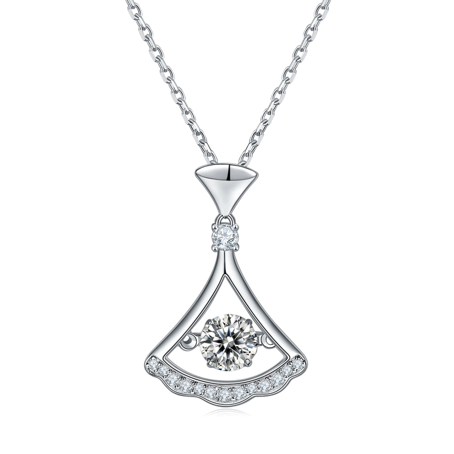 Necklace with Moissanite Spin to Mesmerize in Motion