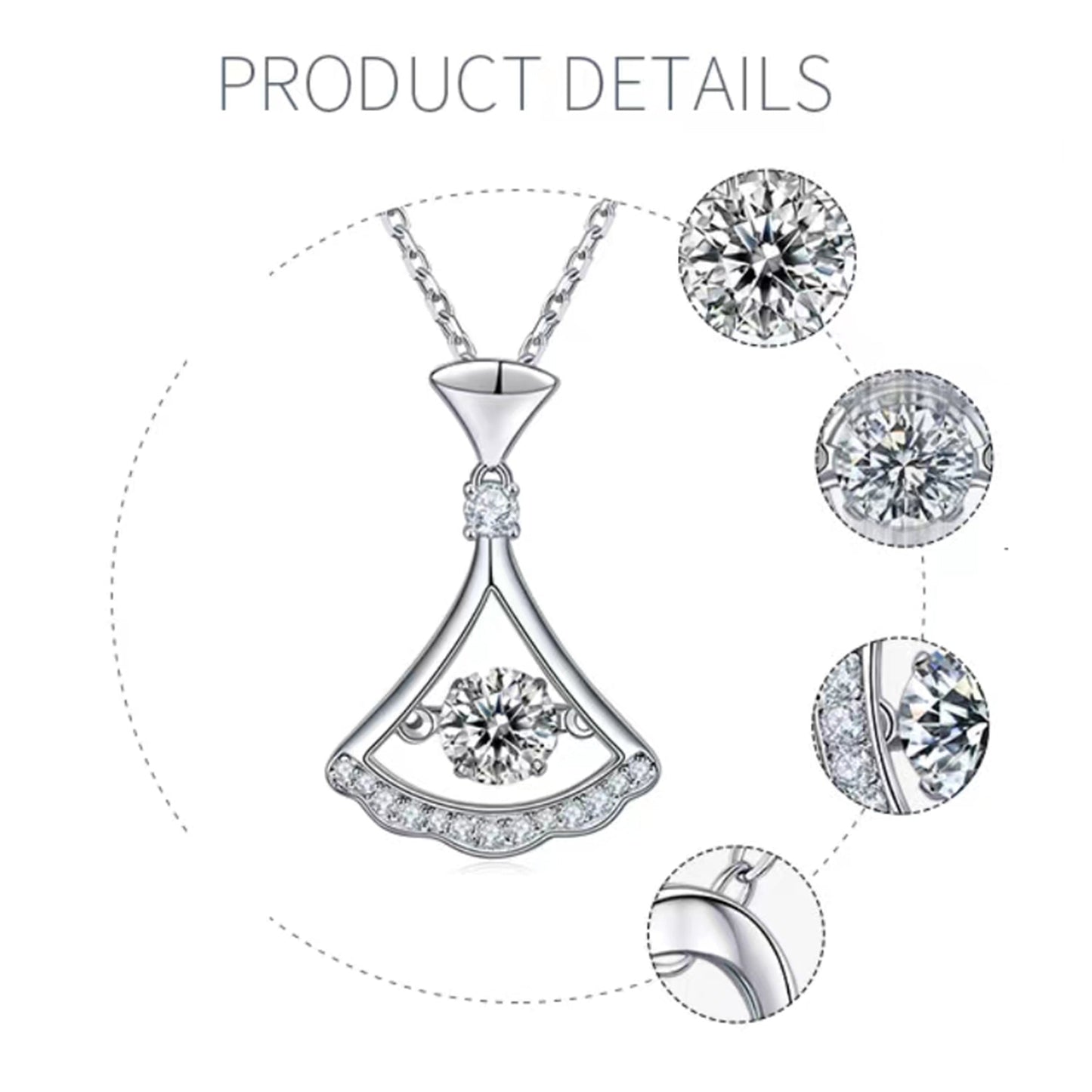 Necklace with Moissanite Spin to Mesmerize in Motion