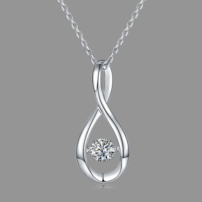 Necklace with Round Cut Moissanite That Spins and Sparkles