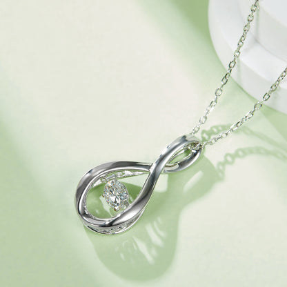 Necklace with Round Cut Moissanite That Spins and Sparkles