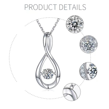 Necklace with Round Cut Moissanite That Spins and Sparkles