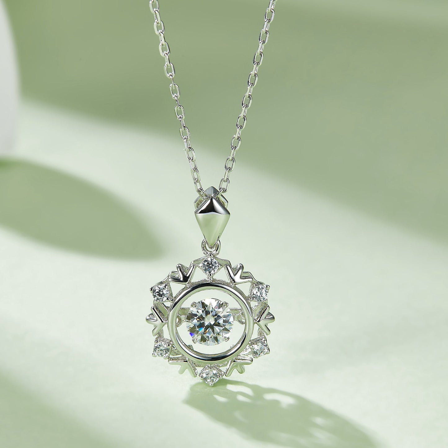 Moissanite Pendant with an Infinite Sparkle Spin in Silver