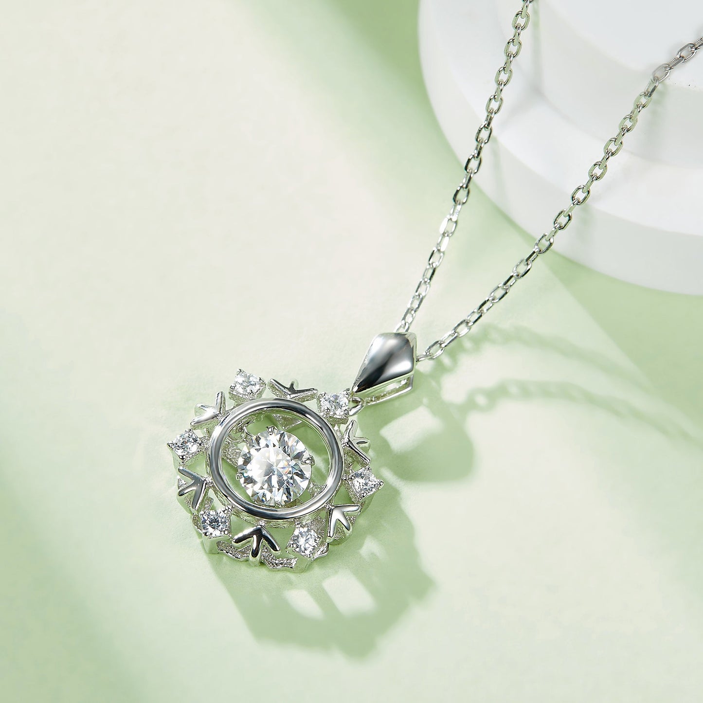 Moissanite Pendant with an Infinite Sparkle Spin in Silver