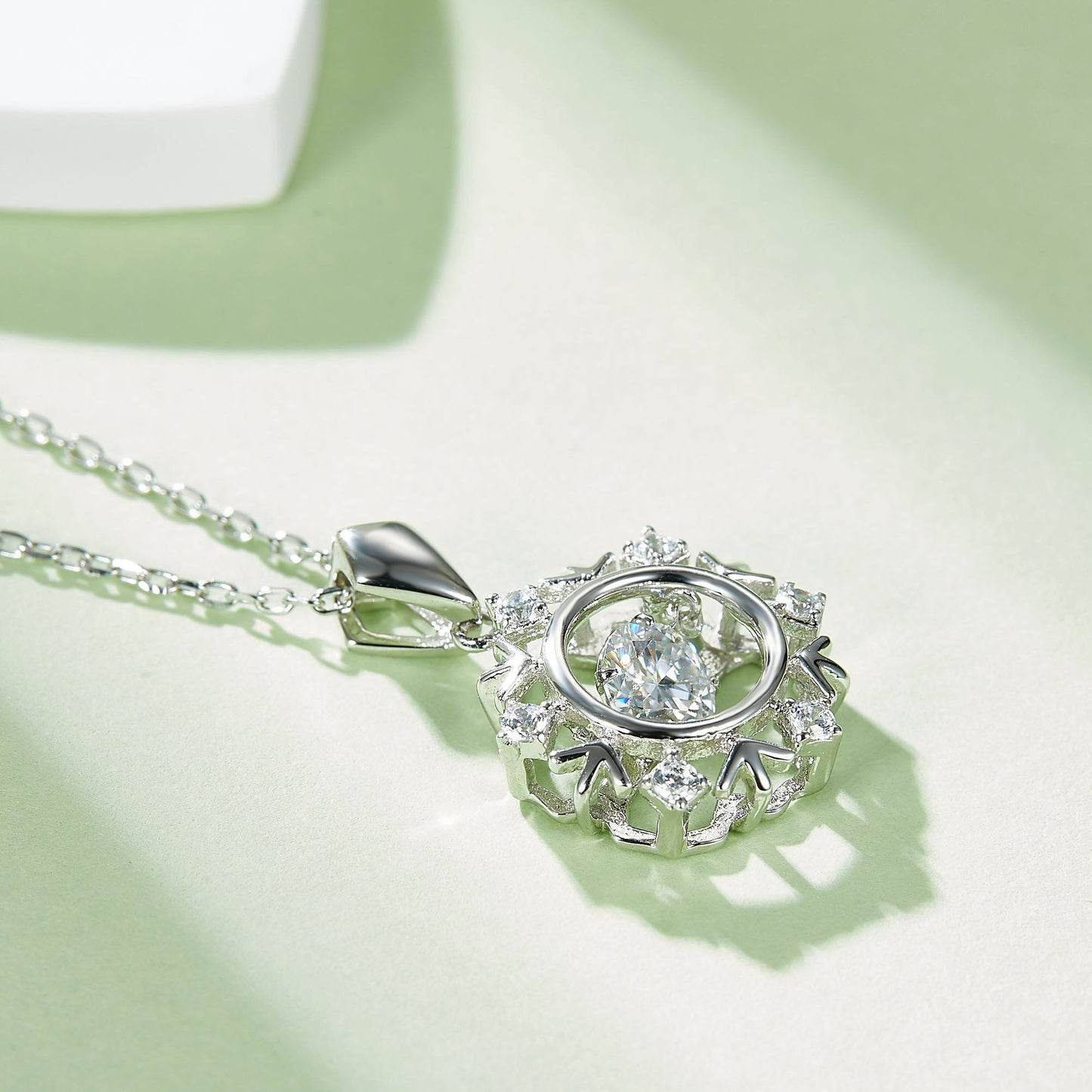 Moissanite Pendant with an Infinite Sparkle Spin in Silver