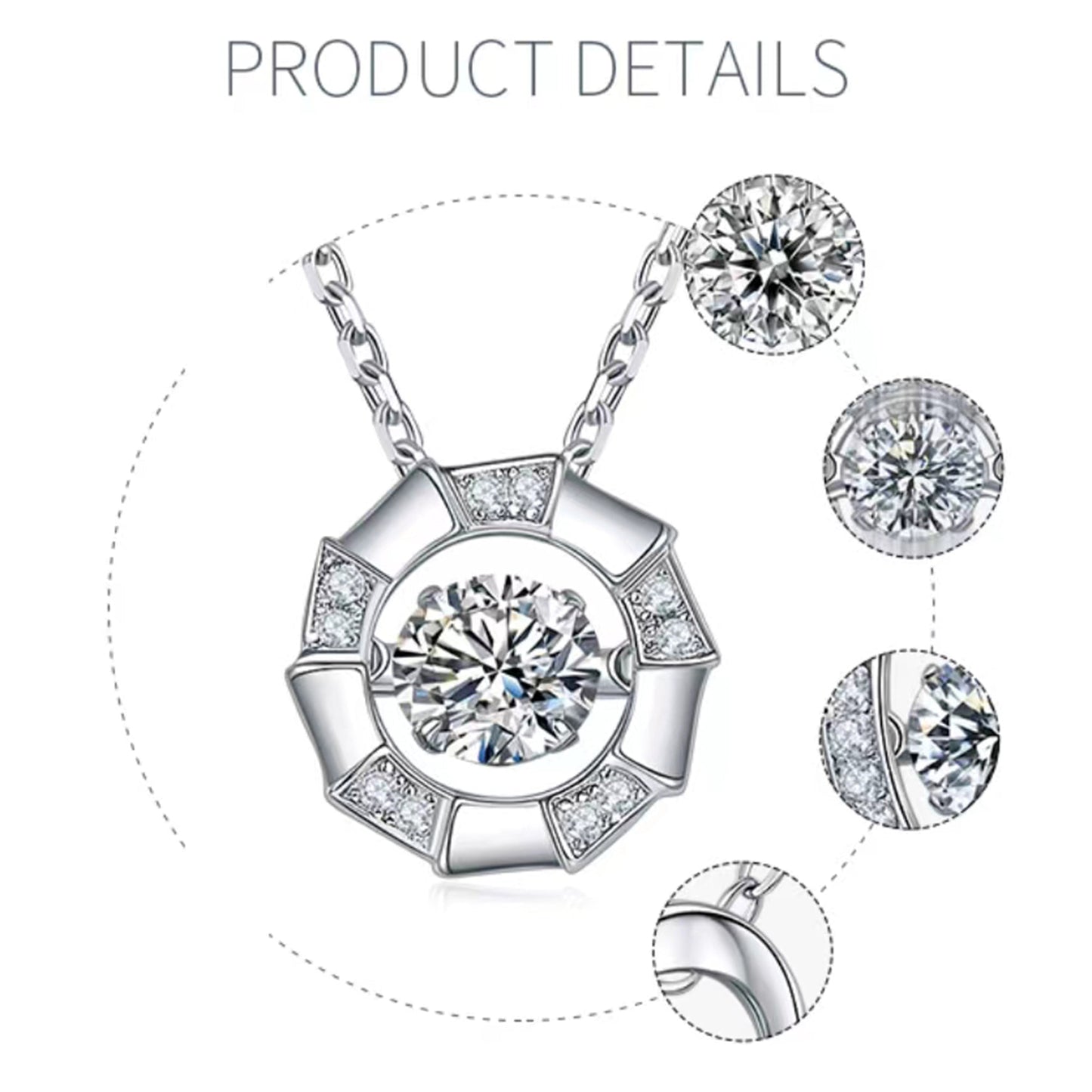 Rotatable Moissanite Necklace: Spinning Beauty