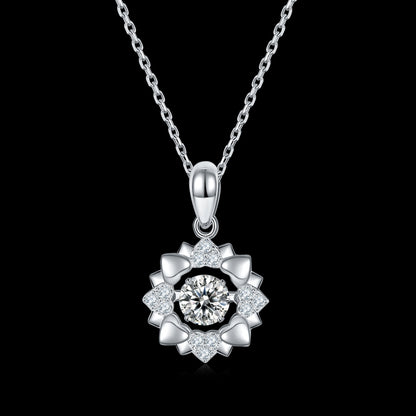 Moissanite Necklace with Spinning Radiant Revolution