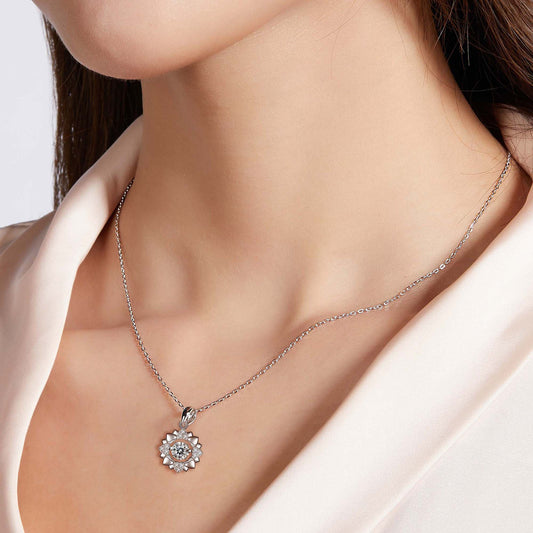 Moissanite Necklace with Spinning Radiant Revolution