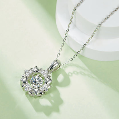 Moissanite Necklace with Spinning Radiant Revolution