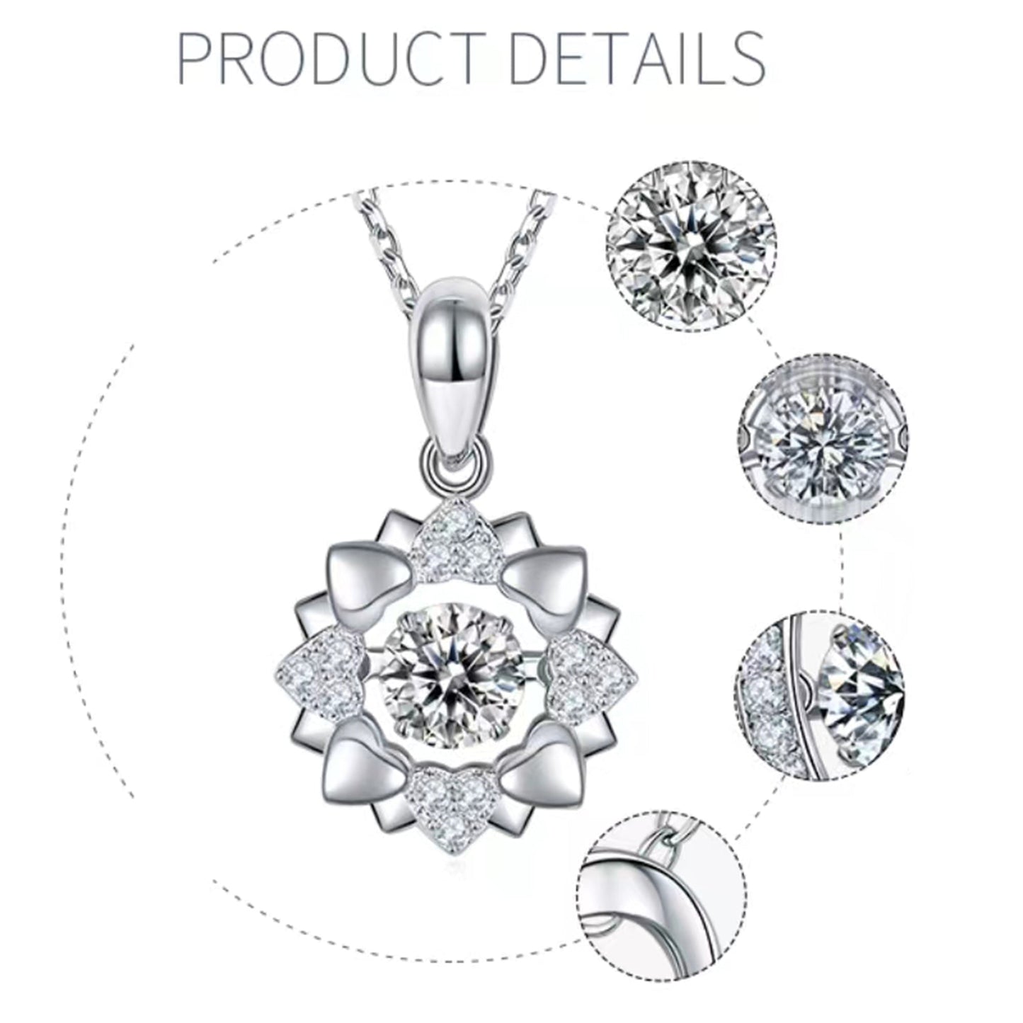 Moissanite Necklace with Spinning Radiant Revolution