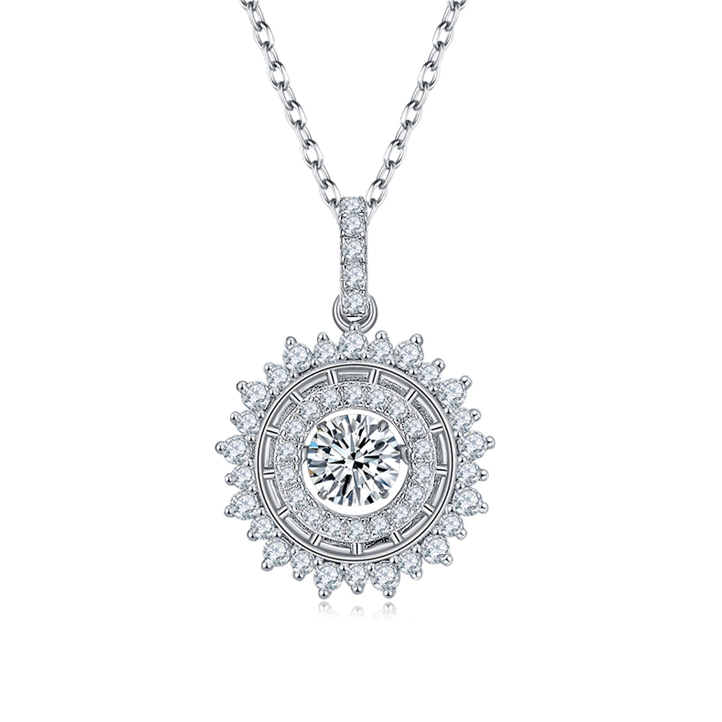 Spin Moissanite Pendant on Silver Chain: 360° Elegance