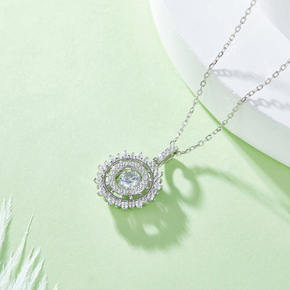 Spin Moissanite Pendant on Silver Chain: 360° Elegance