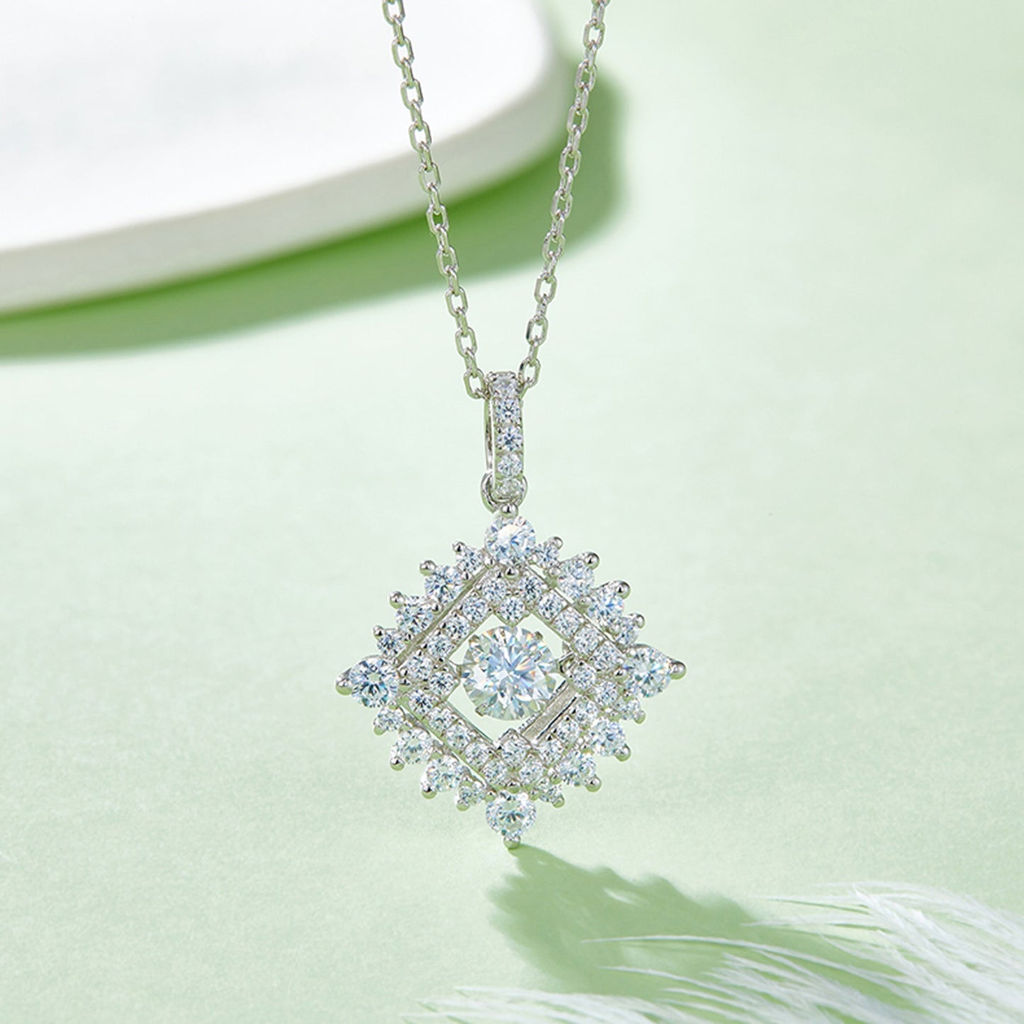 Spin Moissanite Necklace in Sterling Silver: Turn to Shine