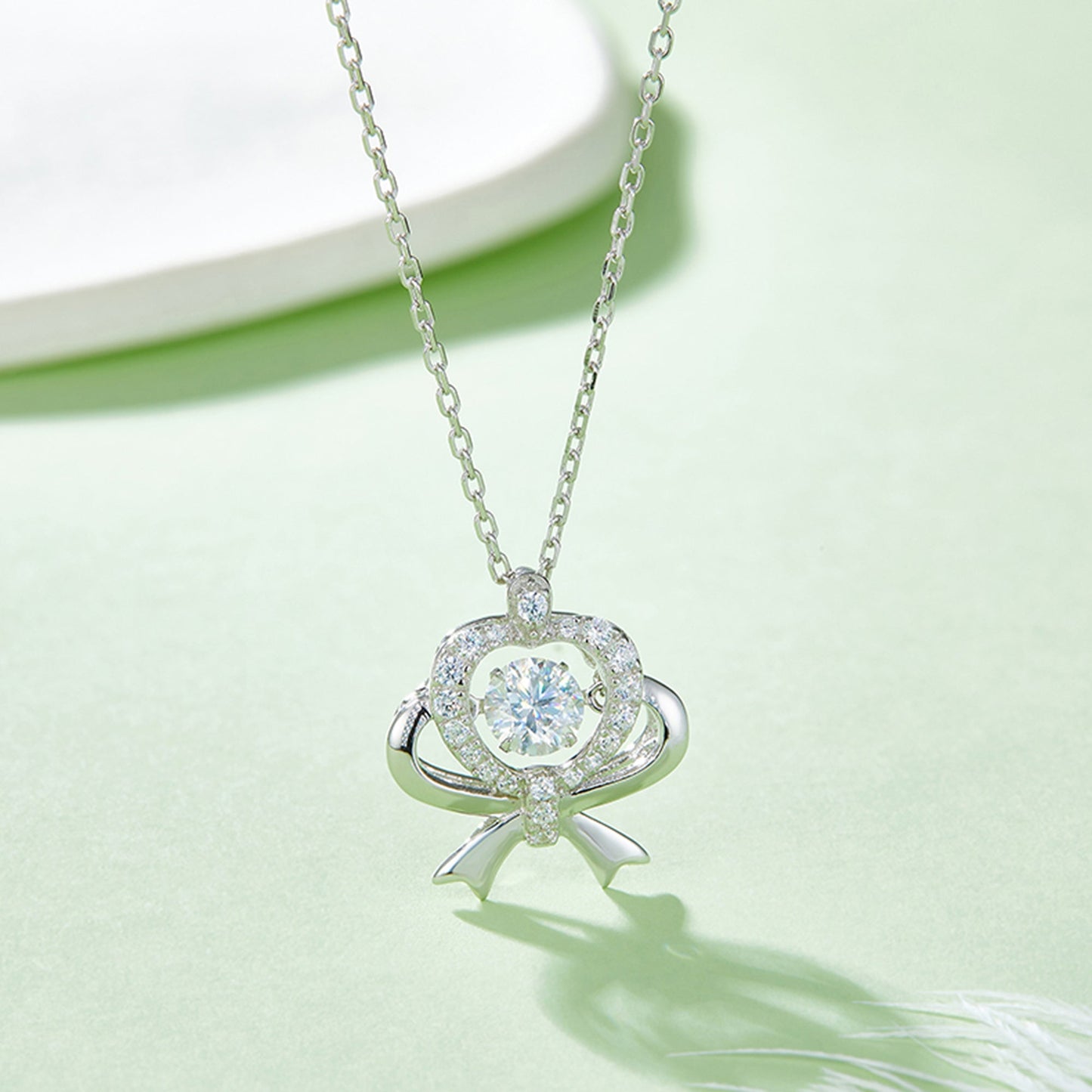 Spin Moissanite Necklace in Sterling Silver: Turn to Shine