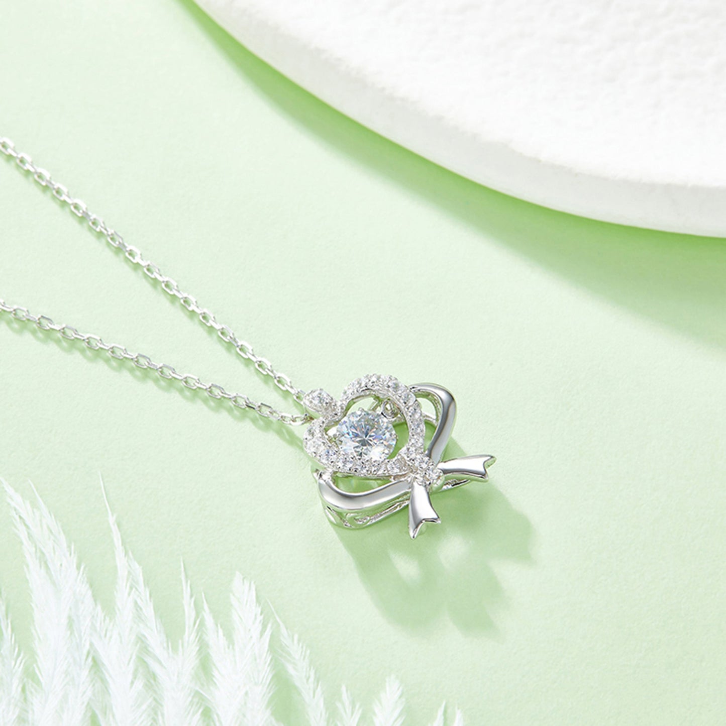 Spin Moissanite Necklace in Sterling Silver: Turn to Shine