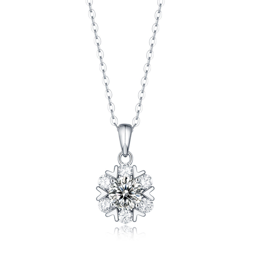 Timeless Elegance: Classic 6.5mm Round Moissanite Necklace with Silver Chain