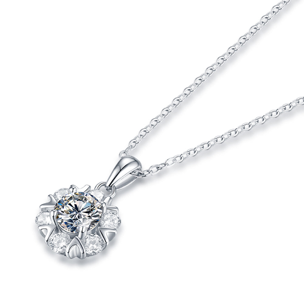 Timeless Elegance: Classic 6.5mm Round Moissanite Necklace with Silver Chain