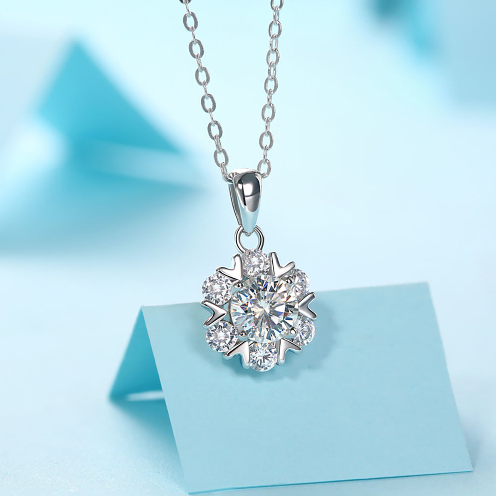 Timeless Elegance: Classic 6.5mm Round Moissanite Necklace with Silver Chain