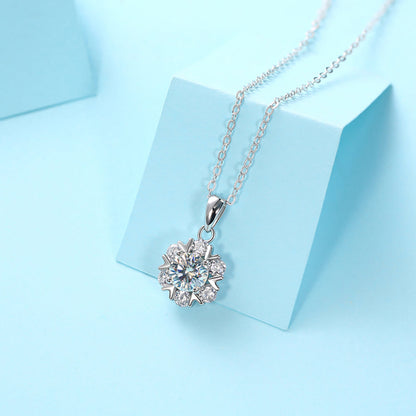 Timeless Elegance: Classic 6.5mm Round Moissanite Necklace with Silver Chain