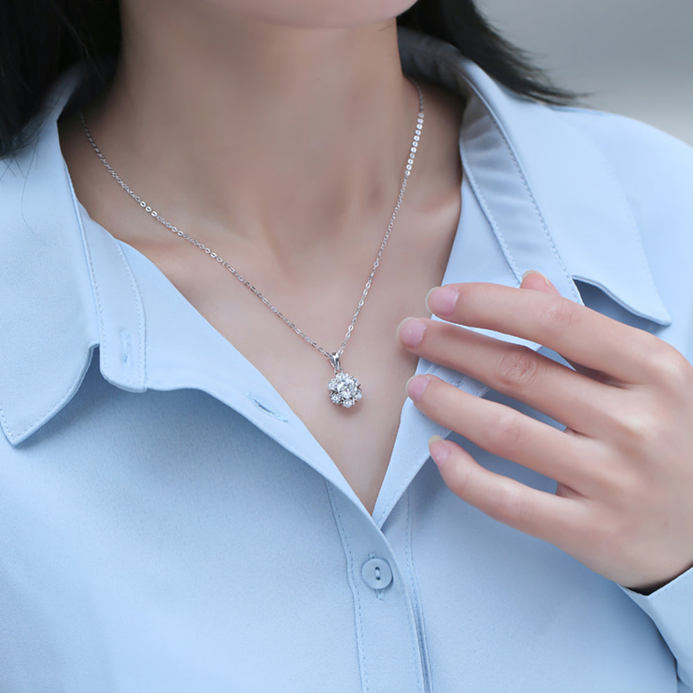 Timeless Elegance: Classic 6.5mm Round Moissanite Necklace with Silver Chain