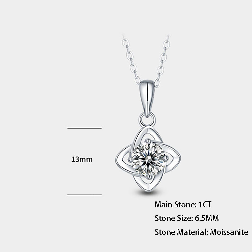 Shiny Sterling Silver 1 Carat Moissanite Solitaire Necklace