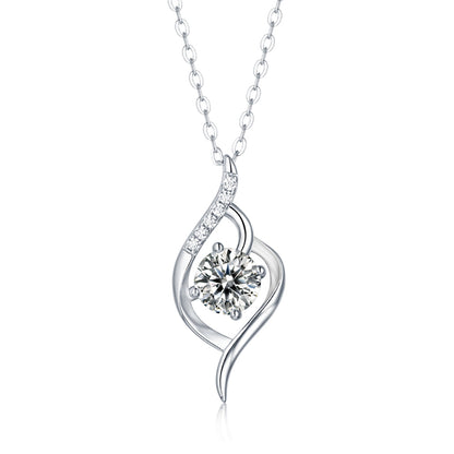 Round Moissanite Pendant in S925 Silver, 1ct of Pure Luxury