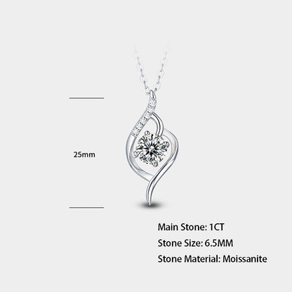 Round Moissanite Pendant in S925 Silver, 1ct of Pure Luxury