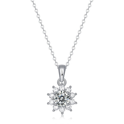 Gorgeous Silver Chain Moissanite Necklace with a Round Cut Moissanite