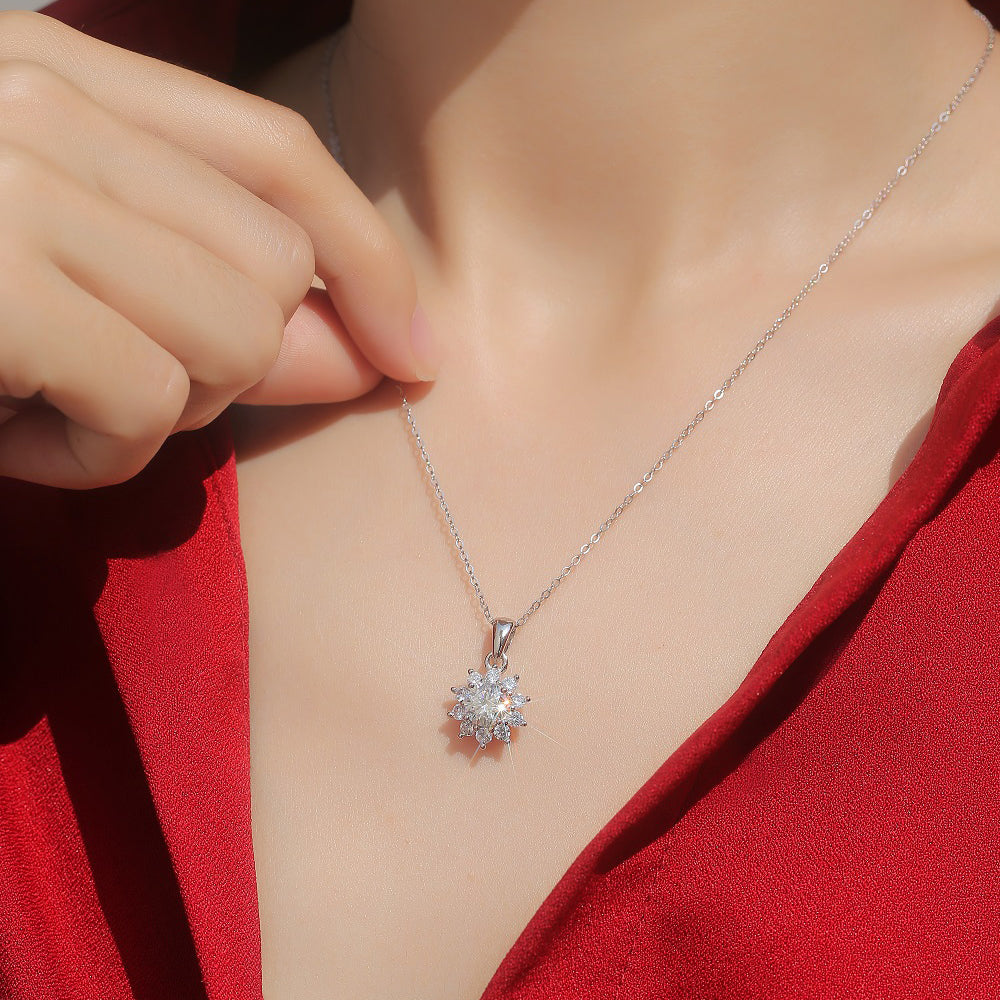 Gorgeous Silver Chain Moissanite Necklace with a Round Cut Moissanite