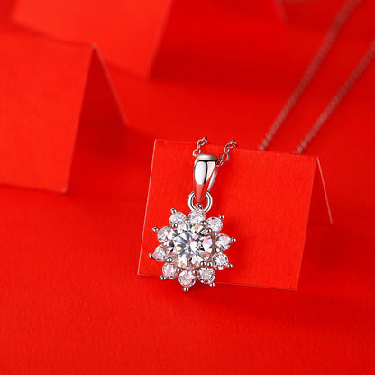 Gorgeous Silver Chain Moissanite Necklace with a Round Cut Moissanite