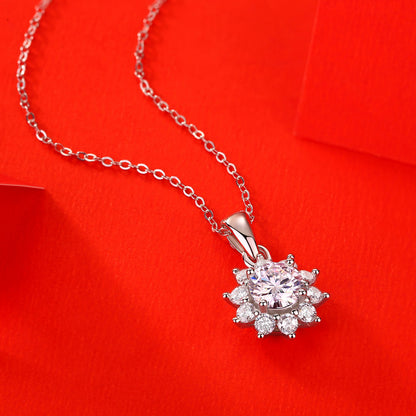 Gorgeous Silver Chain Moissanite Necklace with a Round Cut Moissanite