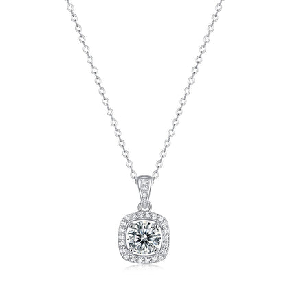 1 Carat Moissanite Solitaire Necklace in Sterling Silver with Radiant Brilliance