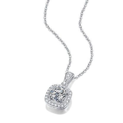 1 Carat Moissanite Solitaire Necklace in Sterling Silver with Radiant Brilliance