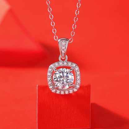 1 Carat Moissanite Solitaire Necklace in Sterling Silver with Radiant Brilliance