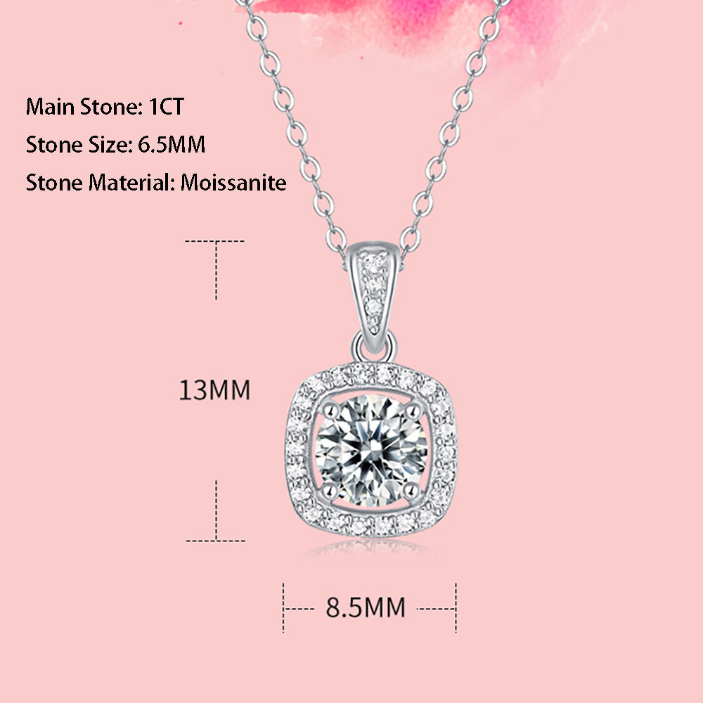 1 Carat Moissanite Solitaire Necklace in Sterling Silver with Radiant Brilliance