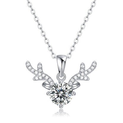 Elegant and timeless jewelry: 1ct Round Cut Moissanite Necklace with S925 Silver Chain