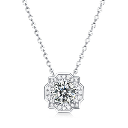 Necklace with 6.5mm Moissanite Solitaire in S925 Sterling Silver Delight